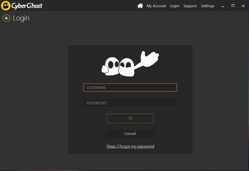 Tiến hành đăng nhập tài khoản Cyberghost VPN