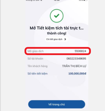 Mã giao dịch Sacombank có thể tìm thấy sau khi giao dịch